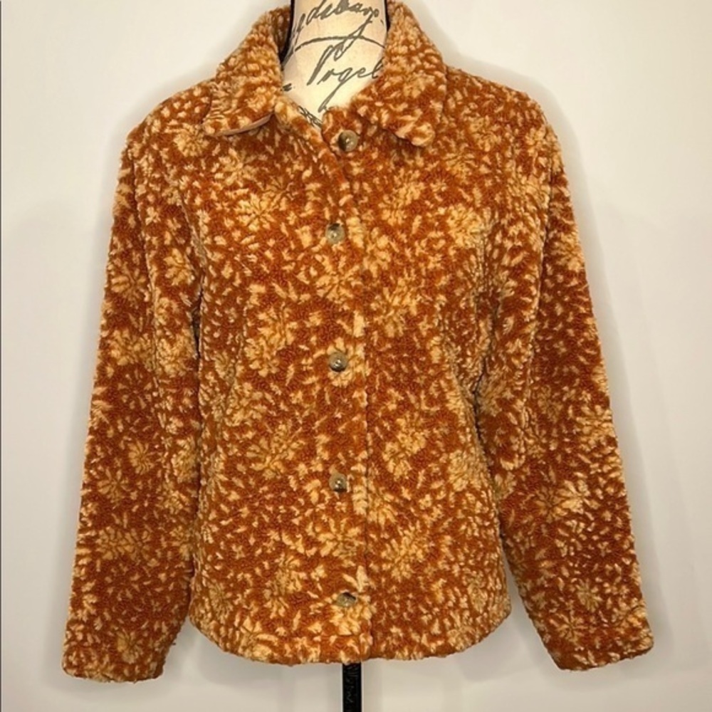 Woolrich circa 2010s textured sherpa fleece button front jacket lined 15458 S